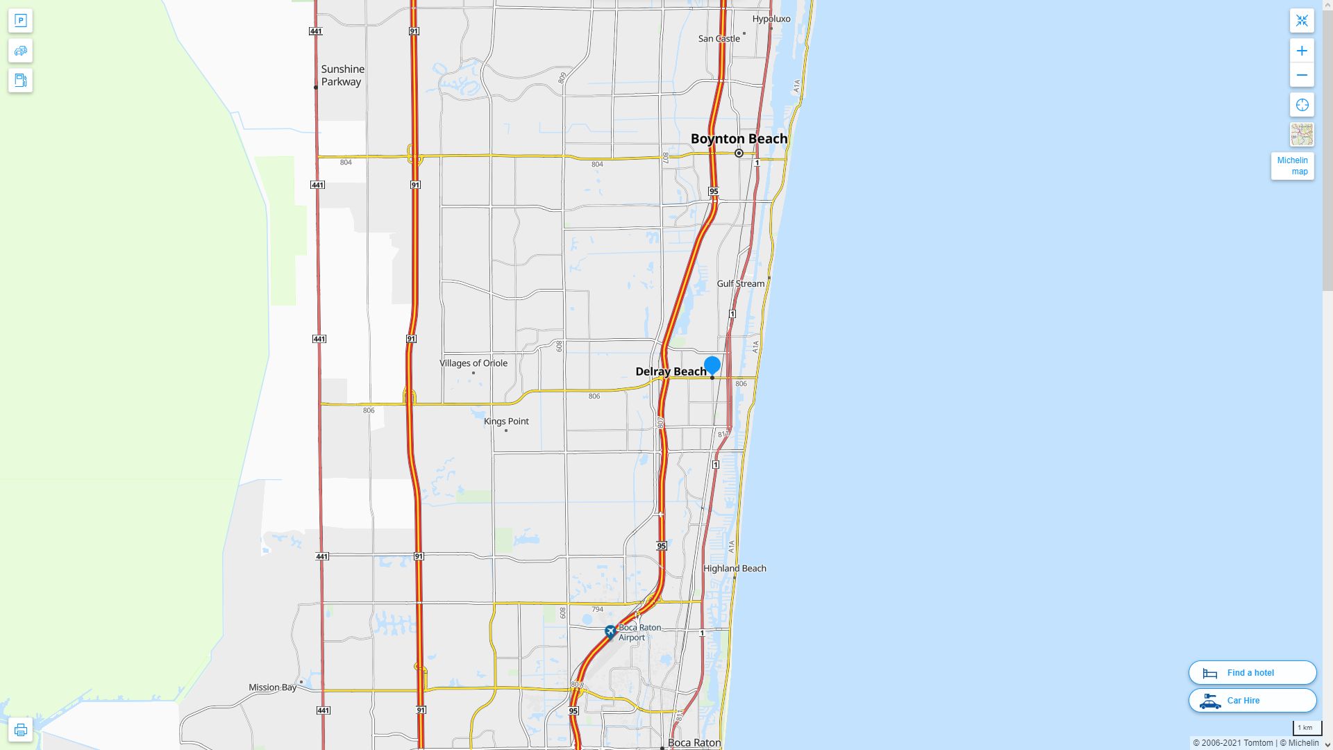 Delray Beach Florida Highway and Road Map
